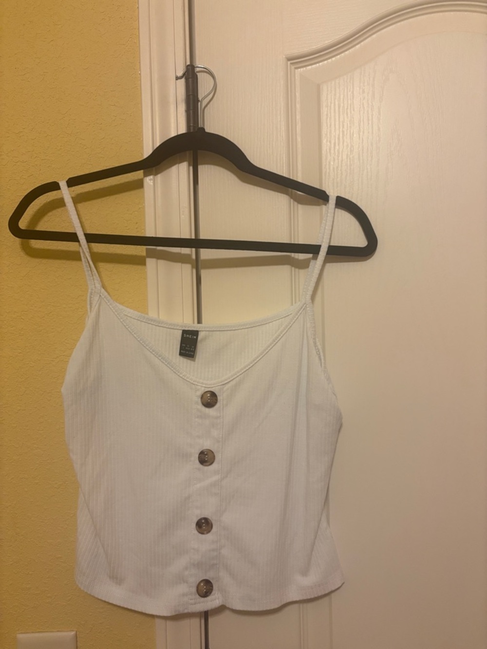 White Ribbed Button-Front Cami Top